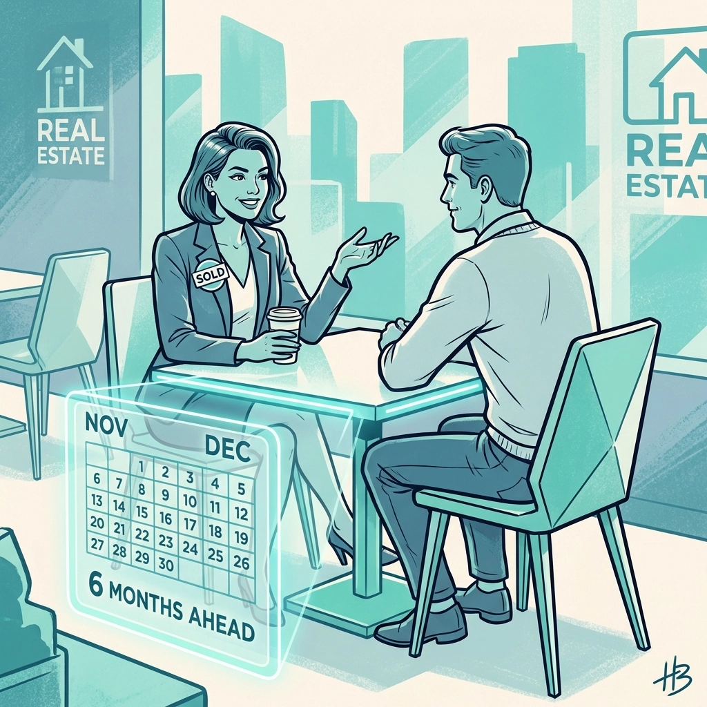 Real estate agent meeting with homeowner demonstrates early relationship building using predictive leads
