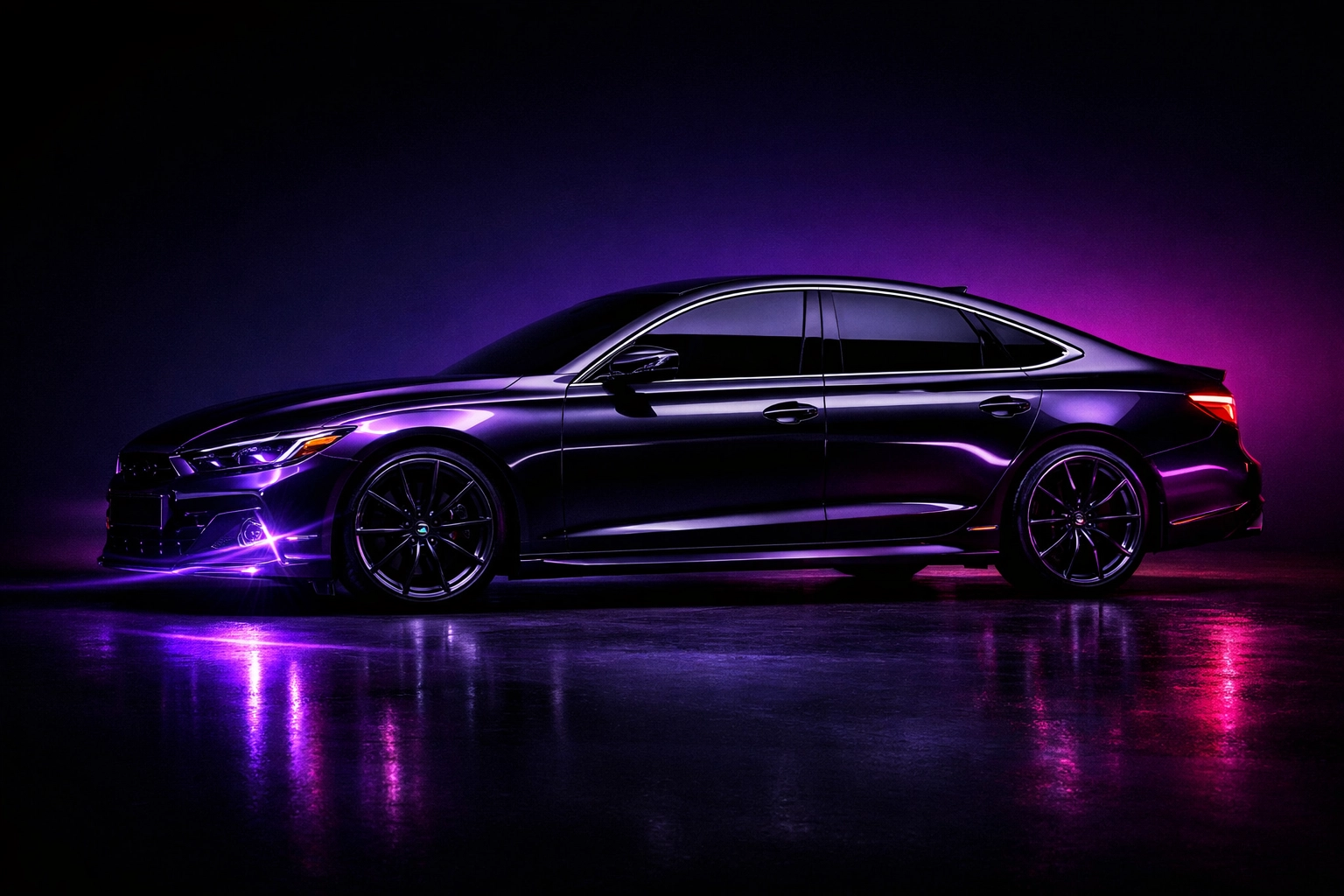 Luxury car with ceramic coating, window tint, and clear bra protection layers