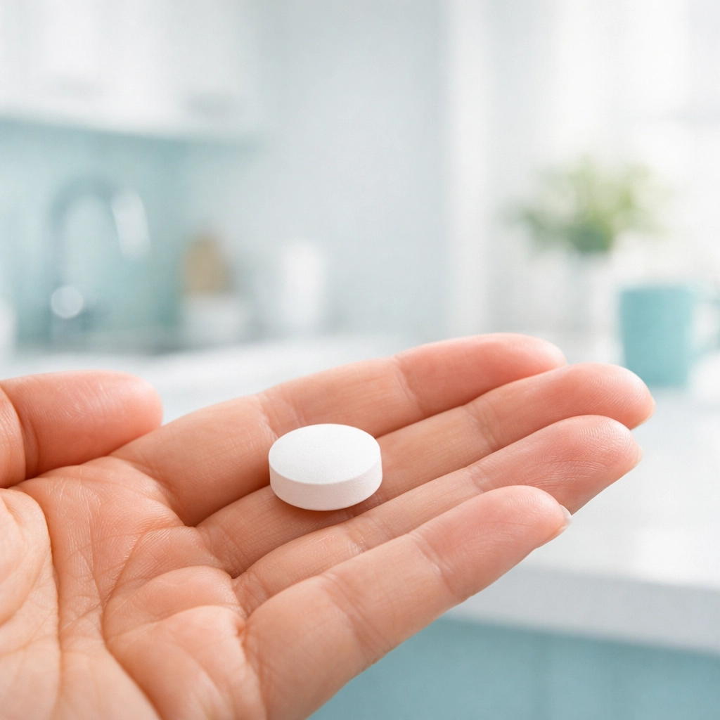 Close-up of an oral weight loss tablet, representing a needle-free alternative to injectable medications.
