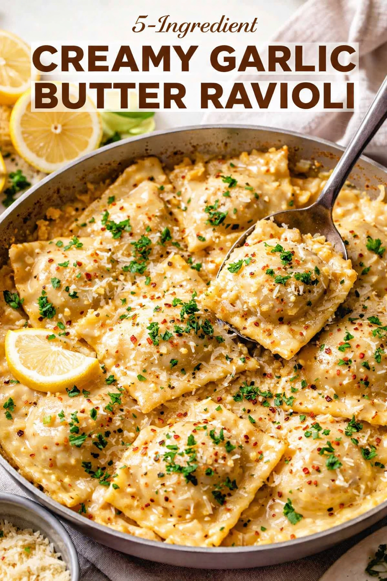 5-Ingredient Creamy Garlic Butter Ravioli