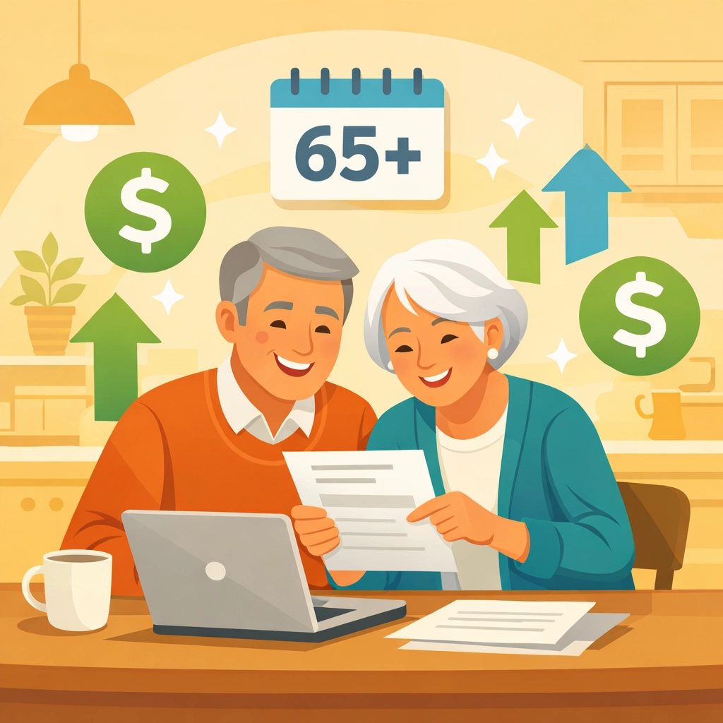 Senior couple age 65+ reviewing additional $6,000 tax deduction benefits