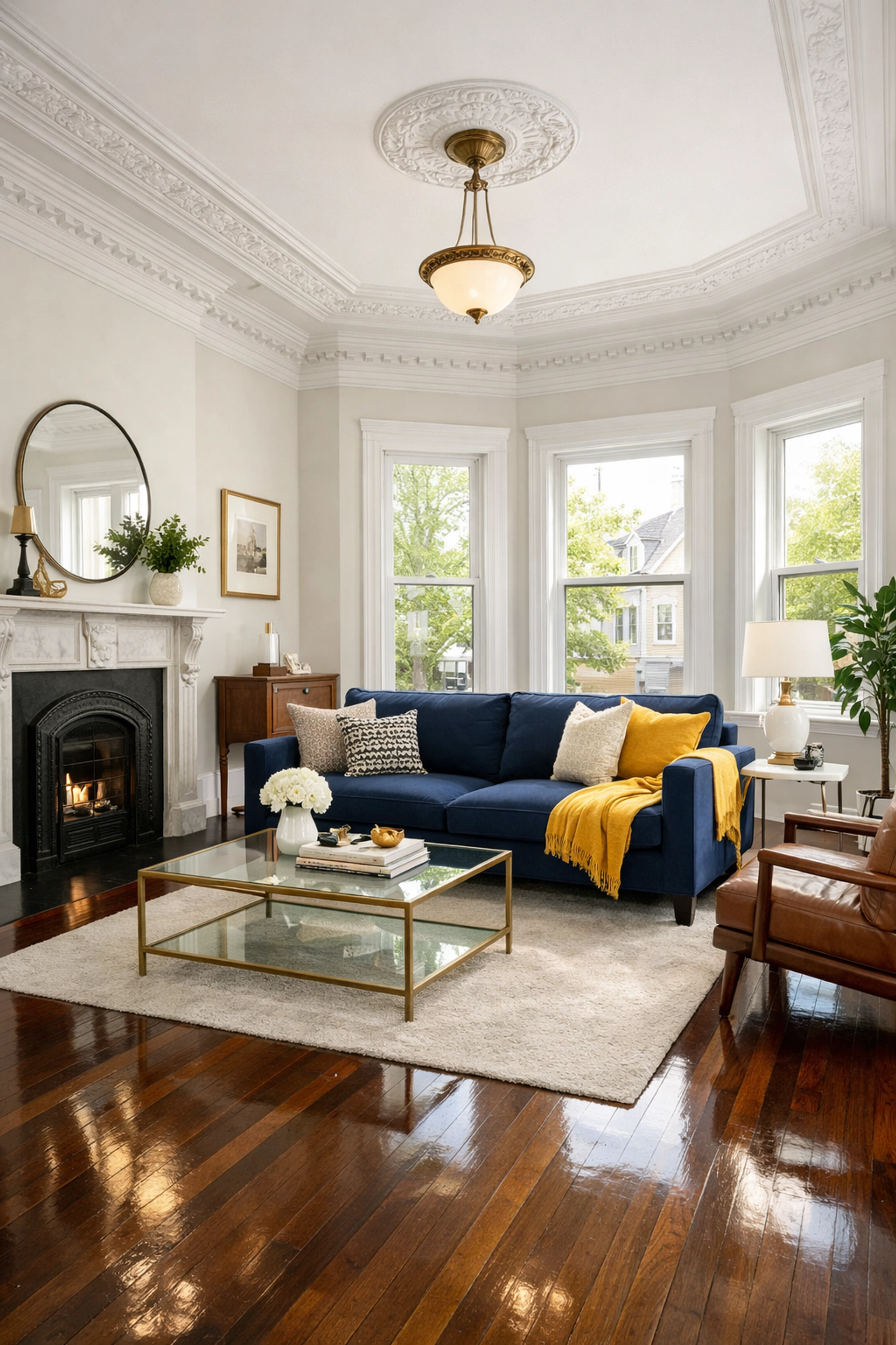 A spotless living room in a North Cambridge triple-decker after professional house cleaning Cambridge MA.