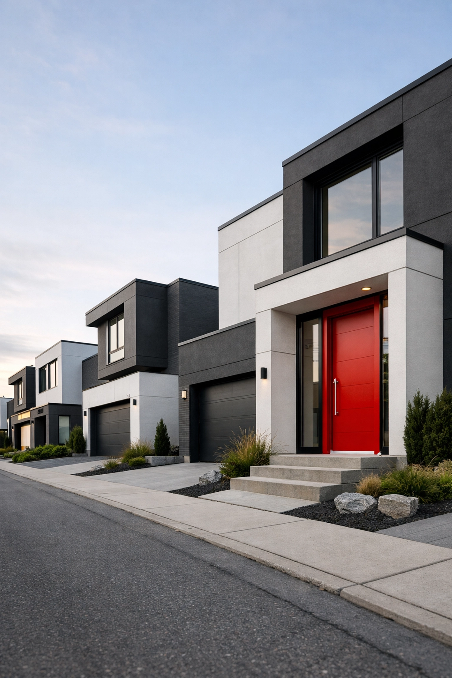 Maisons modernes dans un quartier résidentiel de Québec montrant la rareté de l'offre