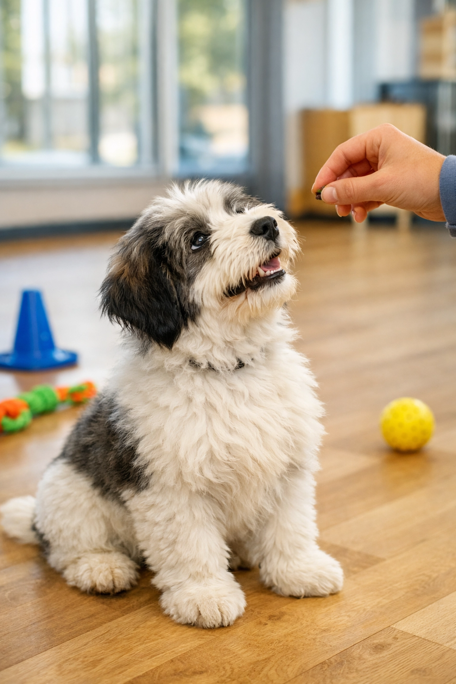 Chiot Berger Polonais de Plaine en séance d'éducation positive