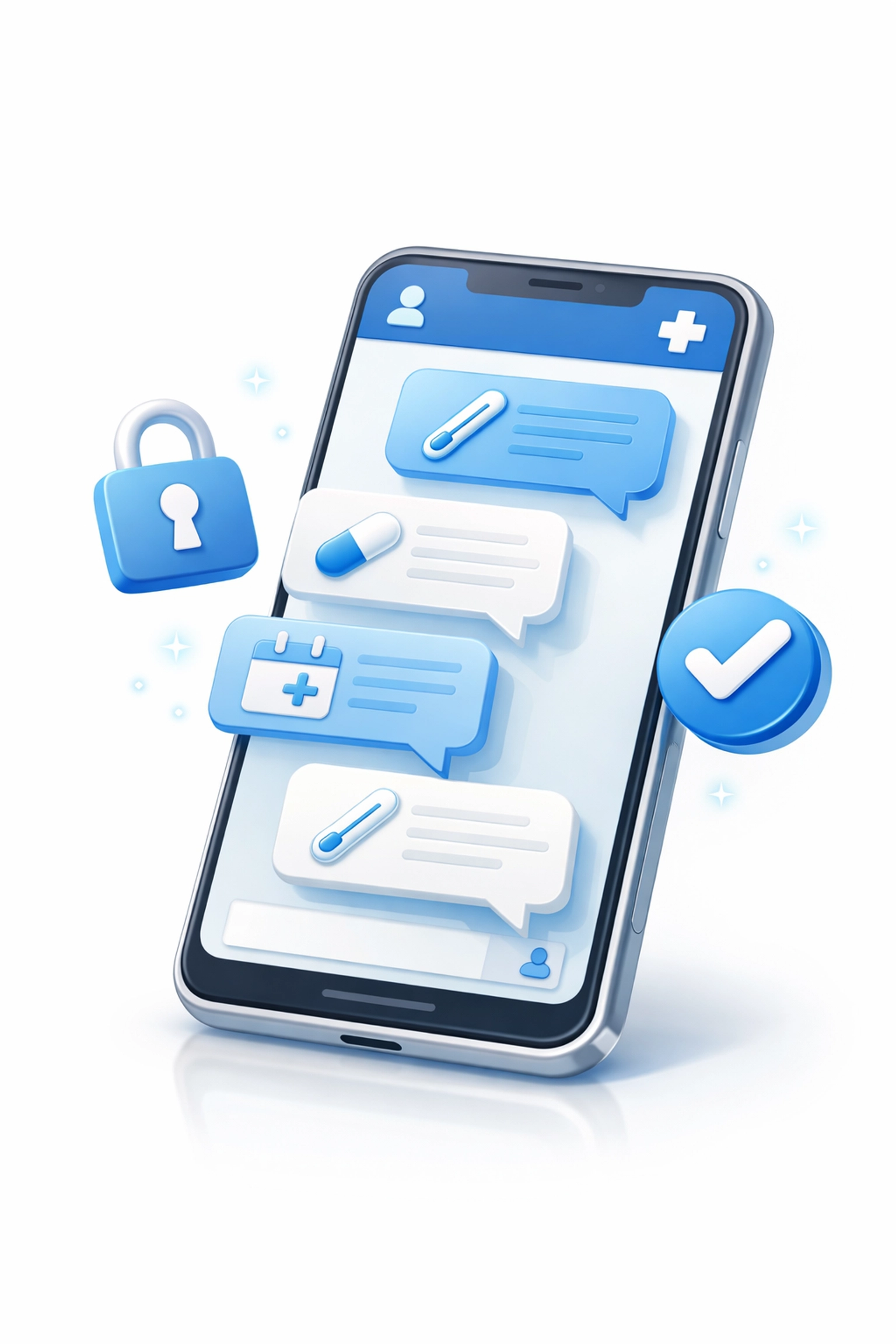 Smartphone displaying secure text-based telehealth consultation for same-day treatment