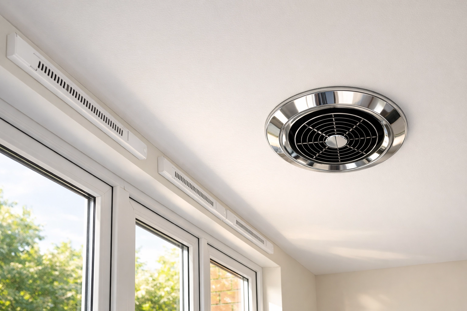 Proper ventilation installation in Christchurch garage conversion showing trickle vents and extractor fan placement