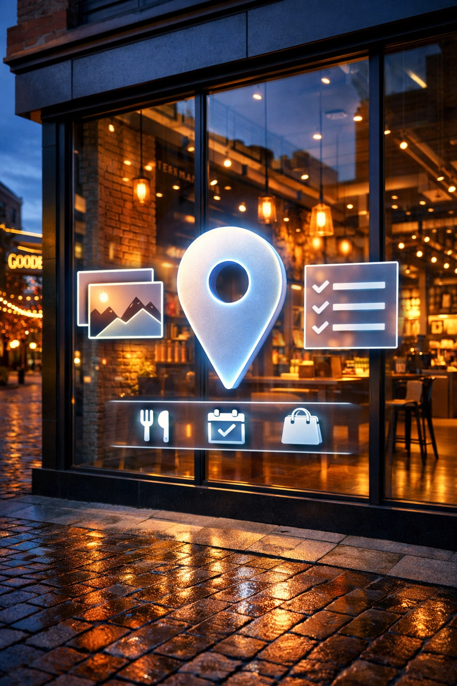 Modern Toronto storefront showing a Google Business Profile map pin to boost local search rankings.