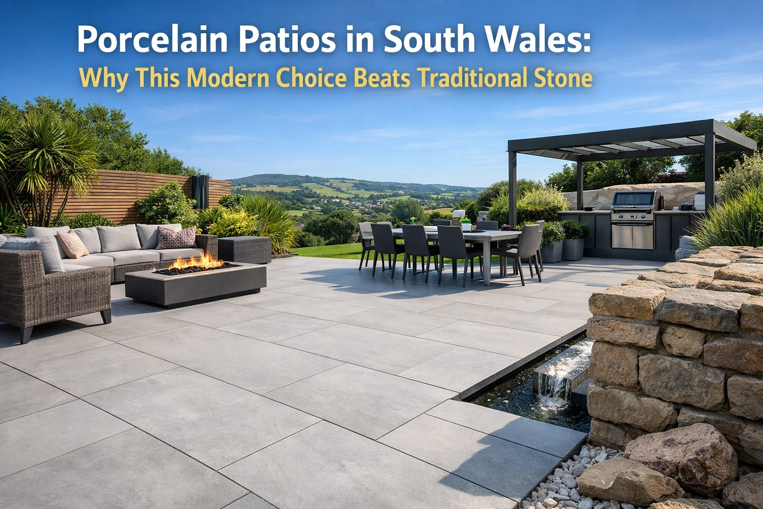 [HERO] Porcelain Patios in South Wales: Why This Modern Choice Beats Traditional Stone