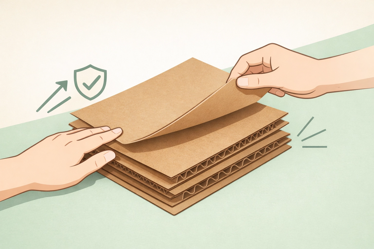 Layering brown kraft paper sheets for strong multi-layer packaging