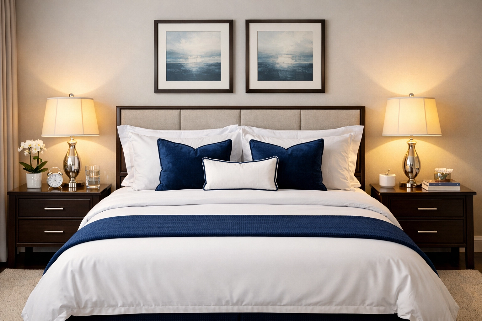 Perfectly organized master bedroom in Longmeadow after professional eco-friendly luxury cleaning service.