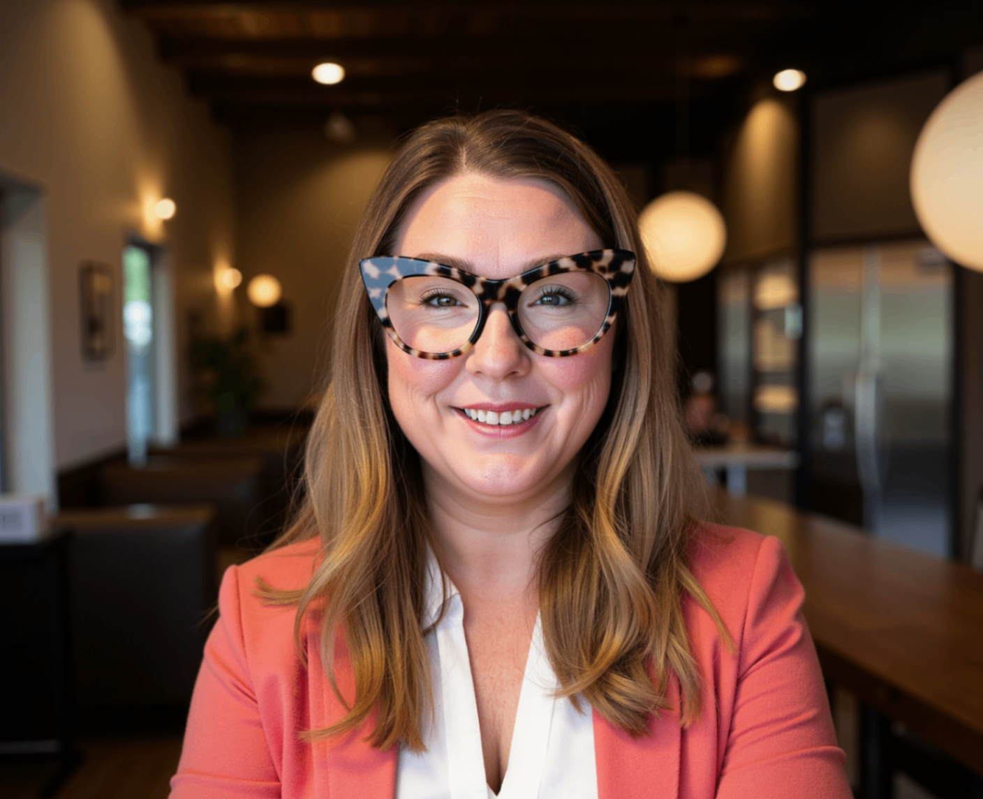 Confident Woman in Creative Glasses