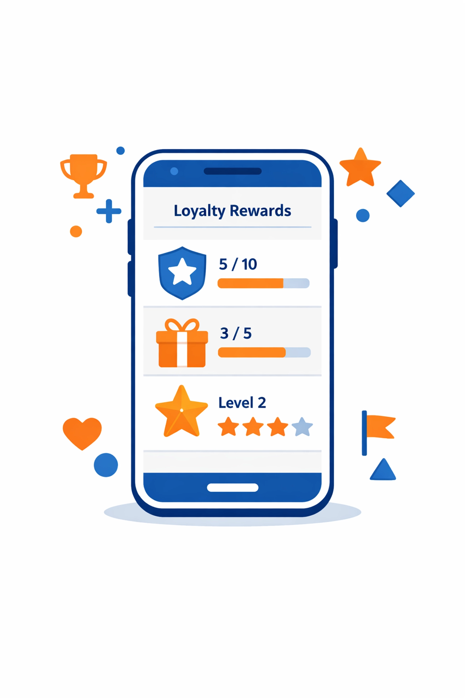 Hotel loyalty program app on smartphone with gamification features