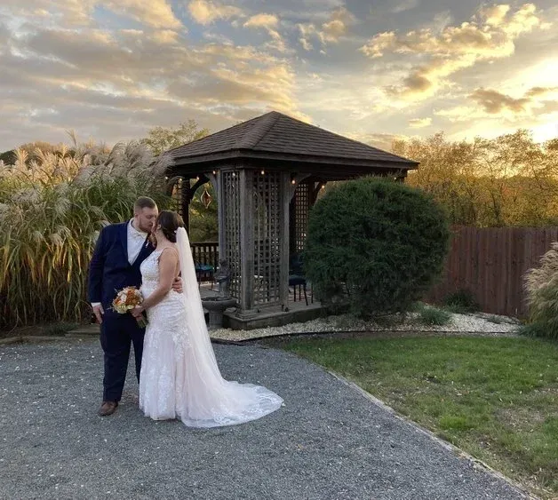 Sunset view of the garden gazebo