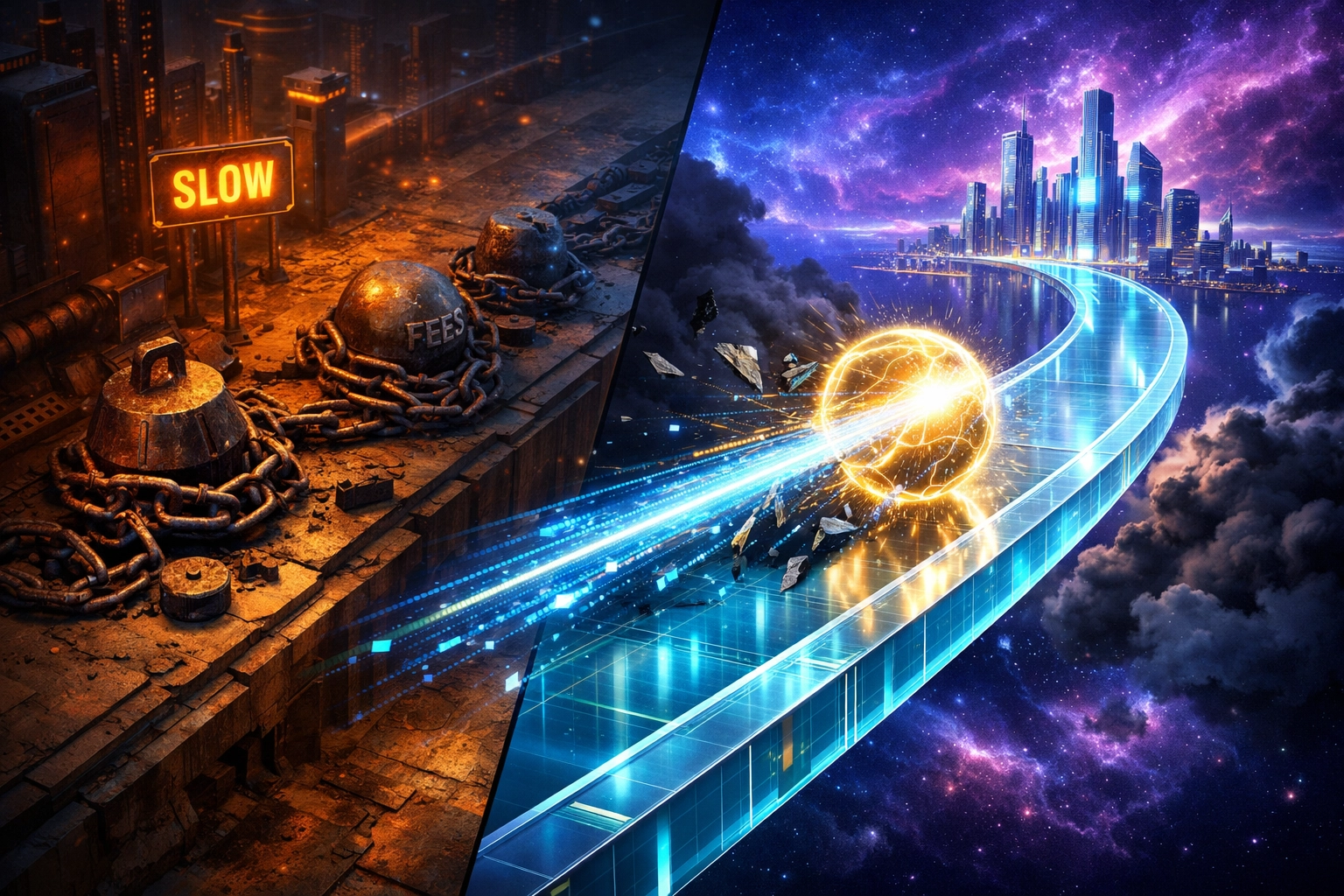 Fast metaverse shopping bridge showing Larecoin fee savings over legacy crypto payment processors.