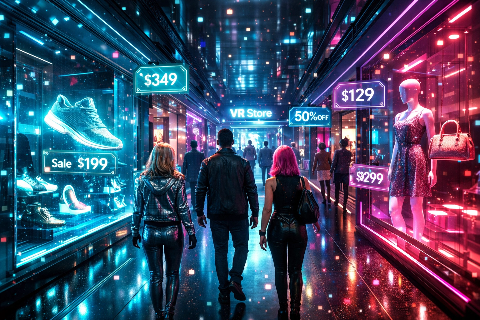 Larecoin B2B2C metaverse shopping environment with virtual storefronts and digital commerce experience