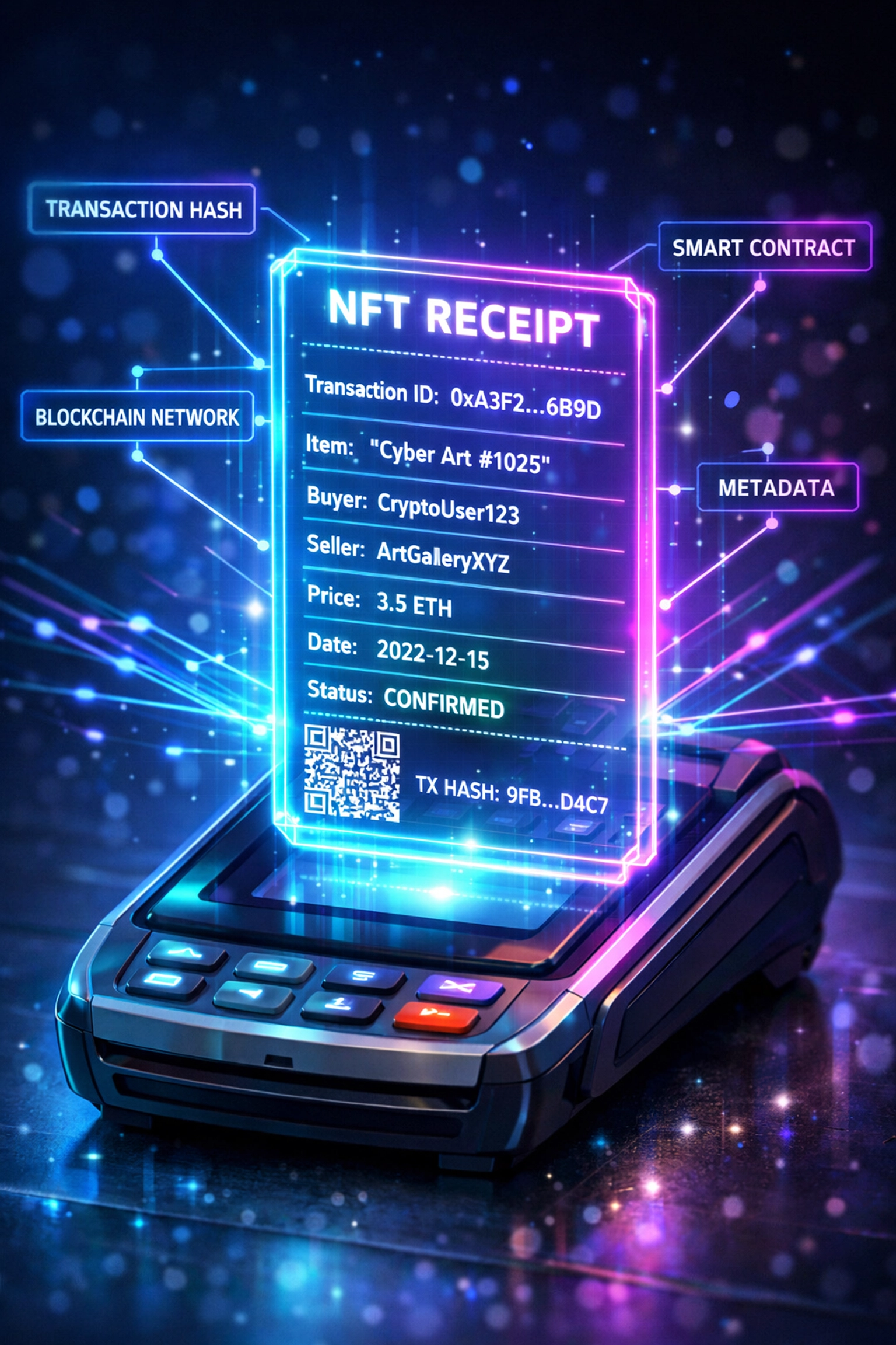 NFT receipt with blockchain metadata for automated merchant accounting and tax compliance