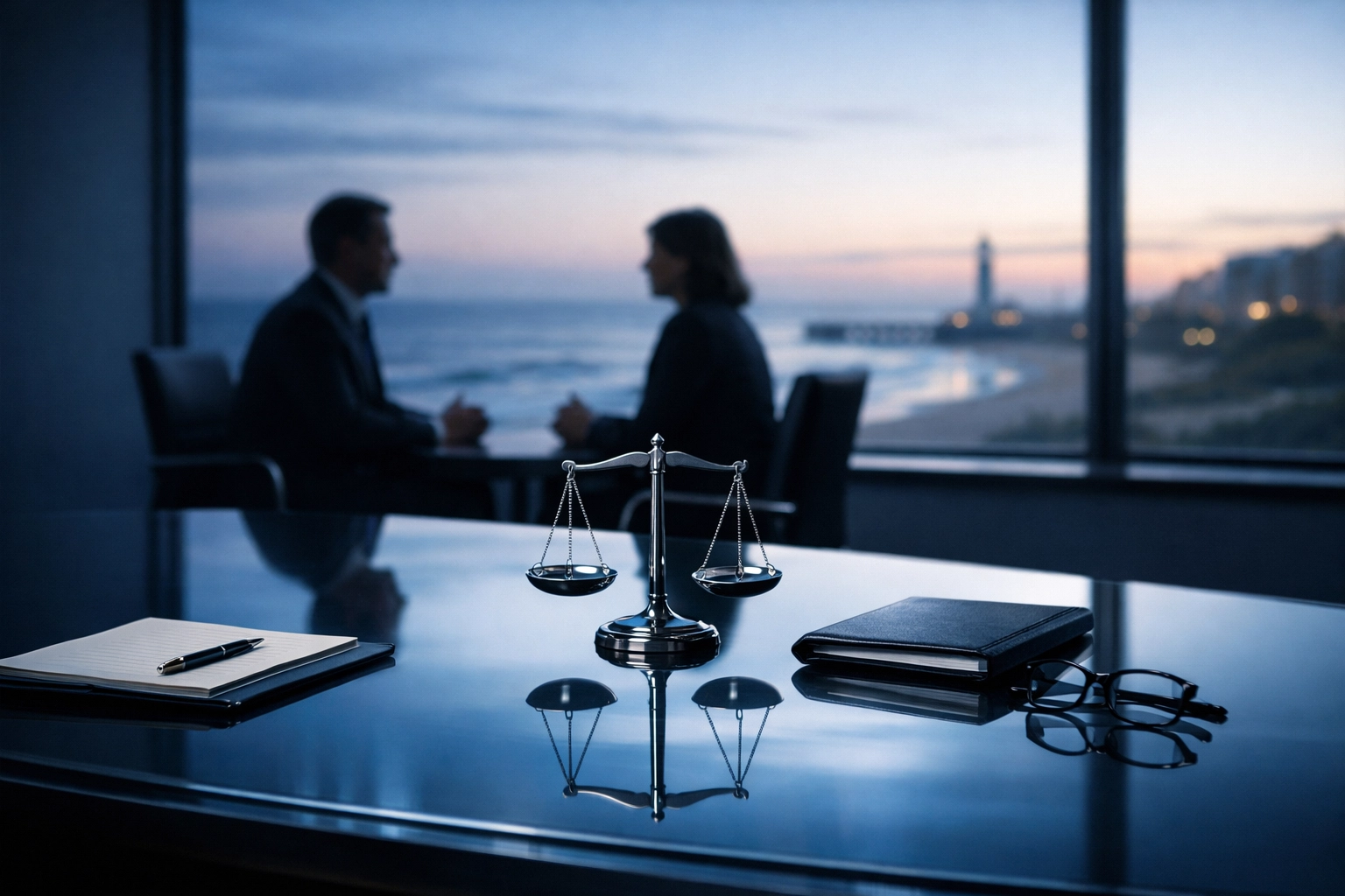 Professional child custody legal consultation in a calm, modern Virginia Beach law office.