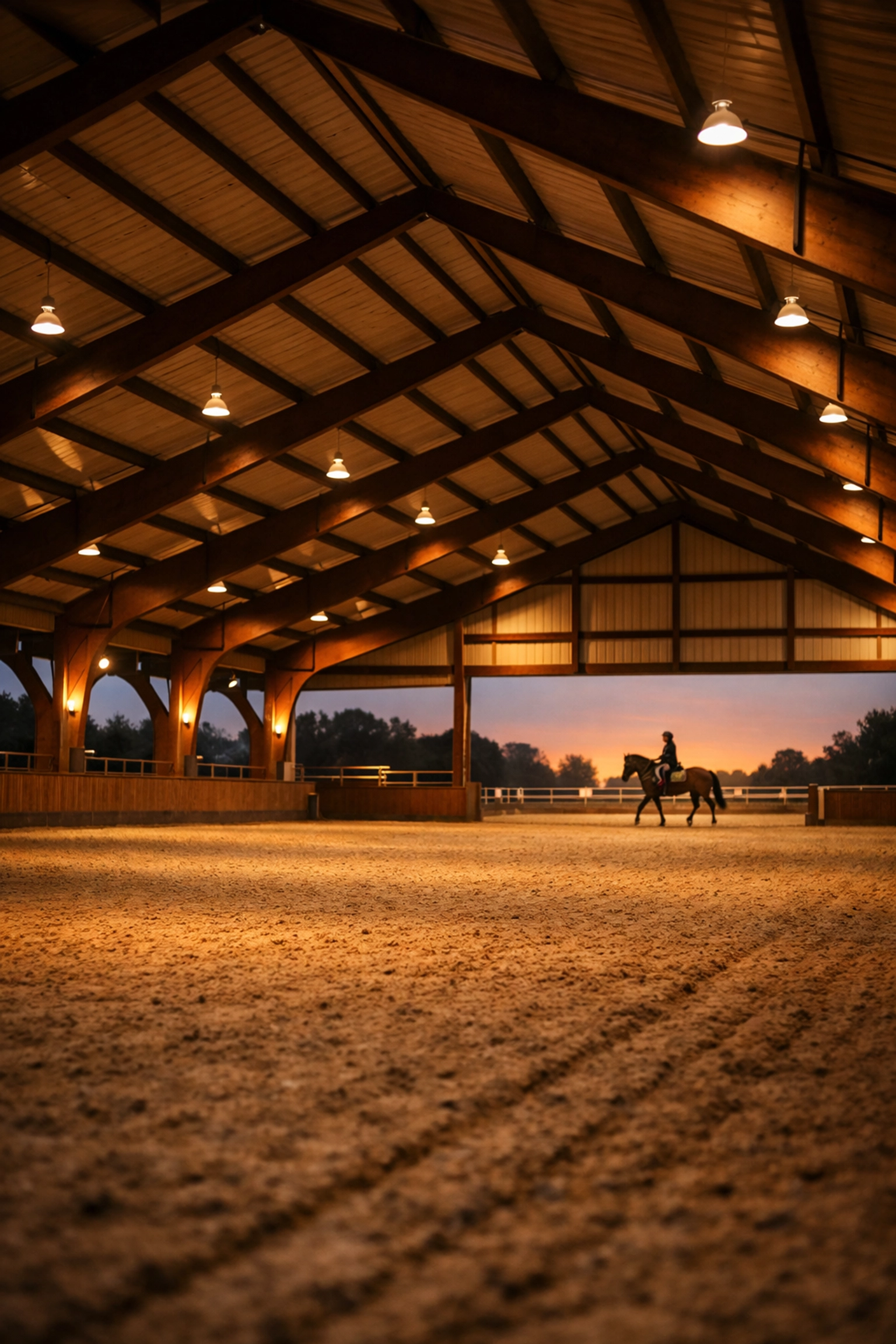 Covered riding arena at equestrian property in Waxhaw North Carolina