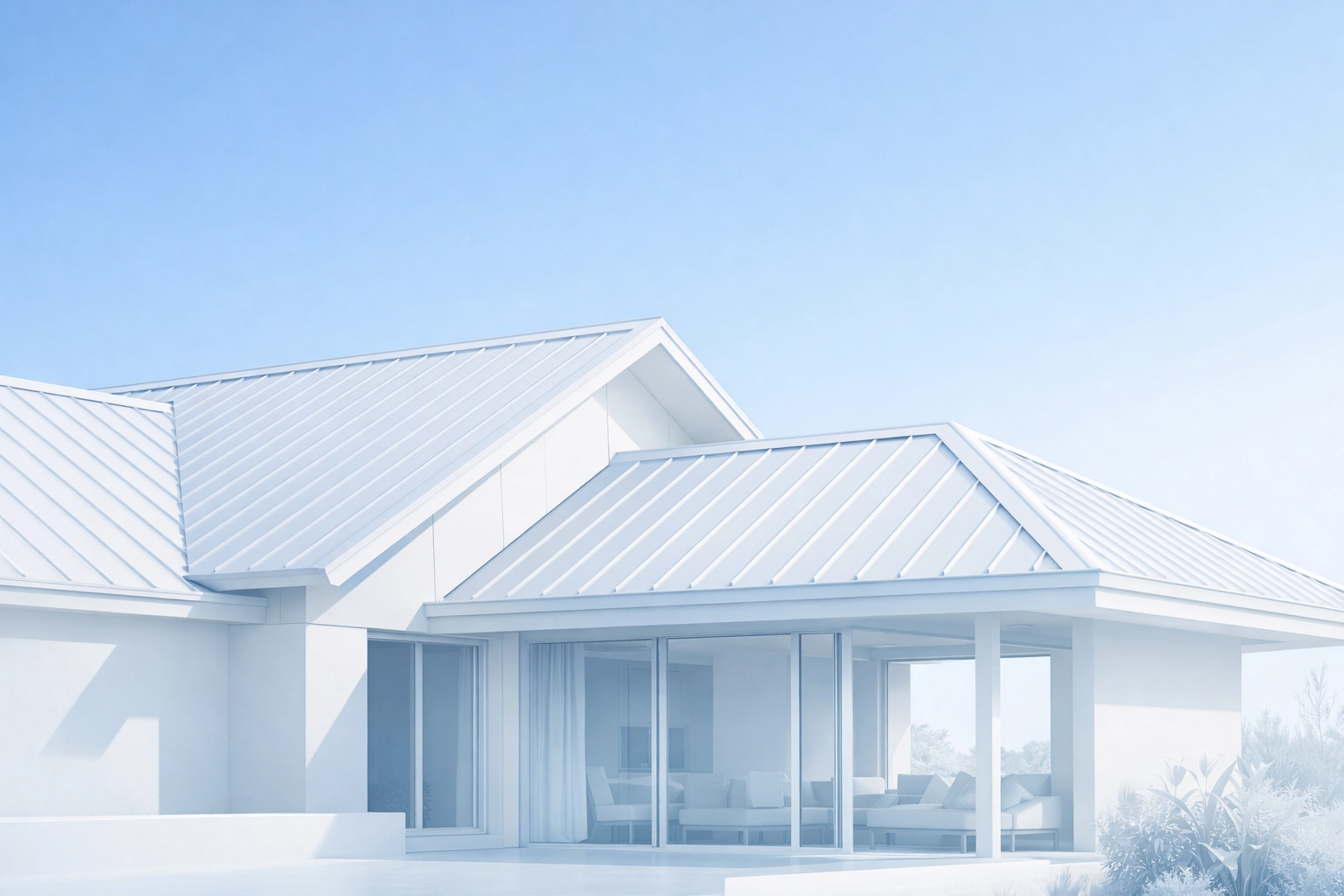 Energy efficient light-coloured metal roof on a modern Northern Beaches home for thermal cooling.