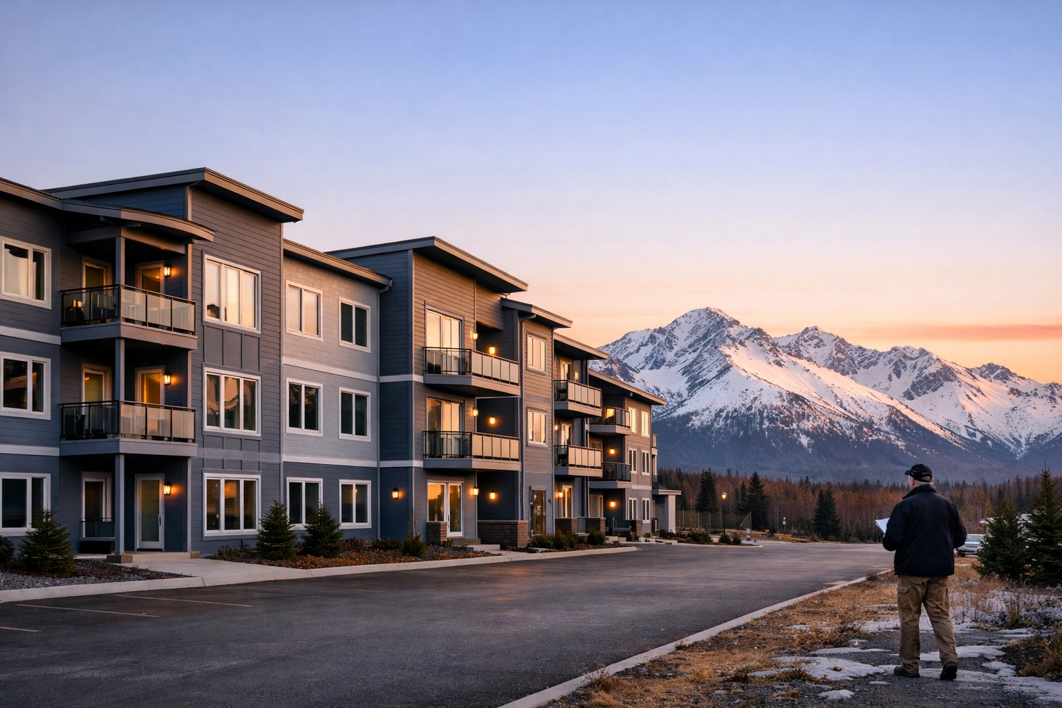Modern Anchorage rental property with mountain views requiring tenant insurance