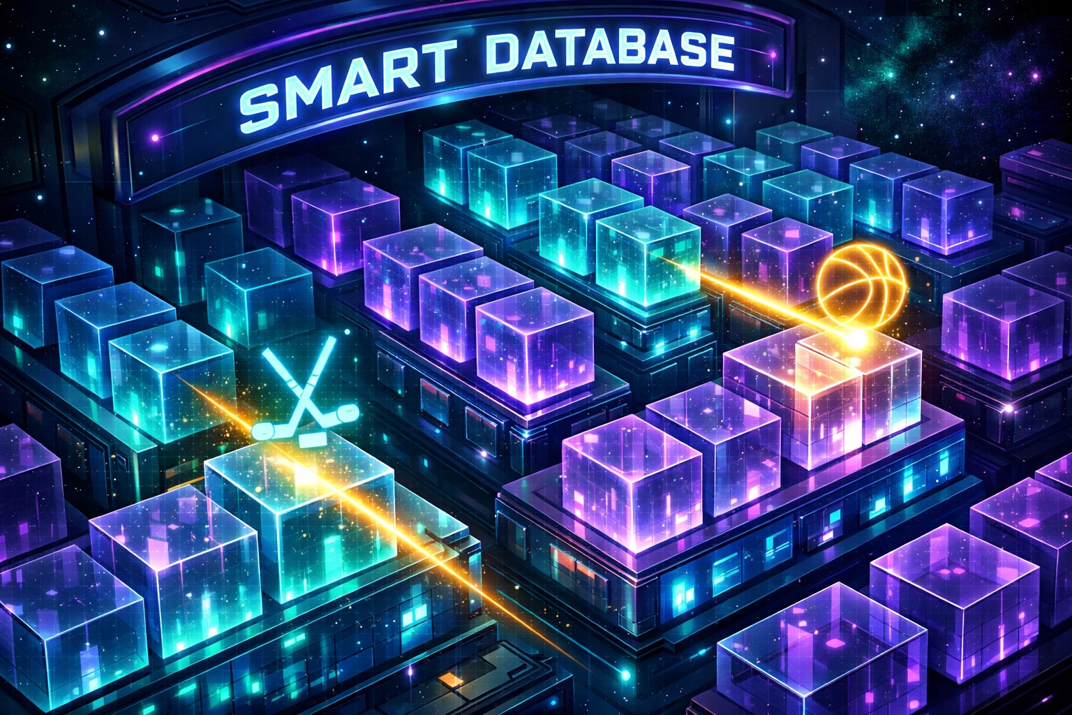 A digital database vault visualizing historical sports betting analytics and situational statistics data.