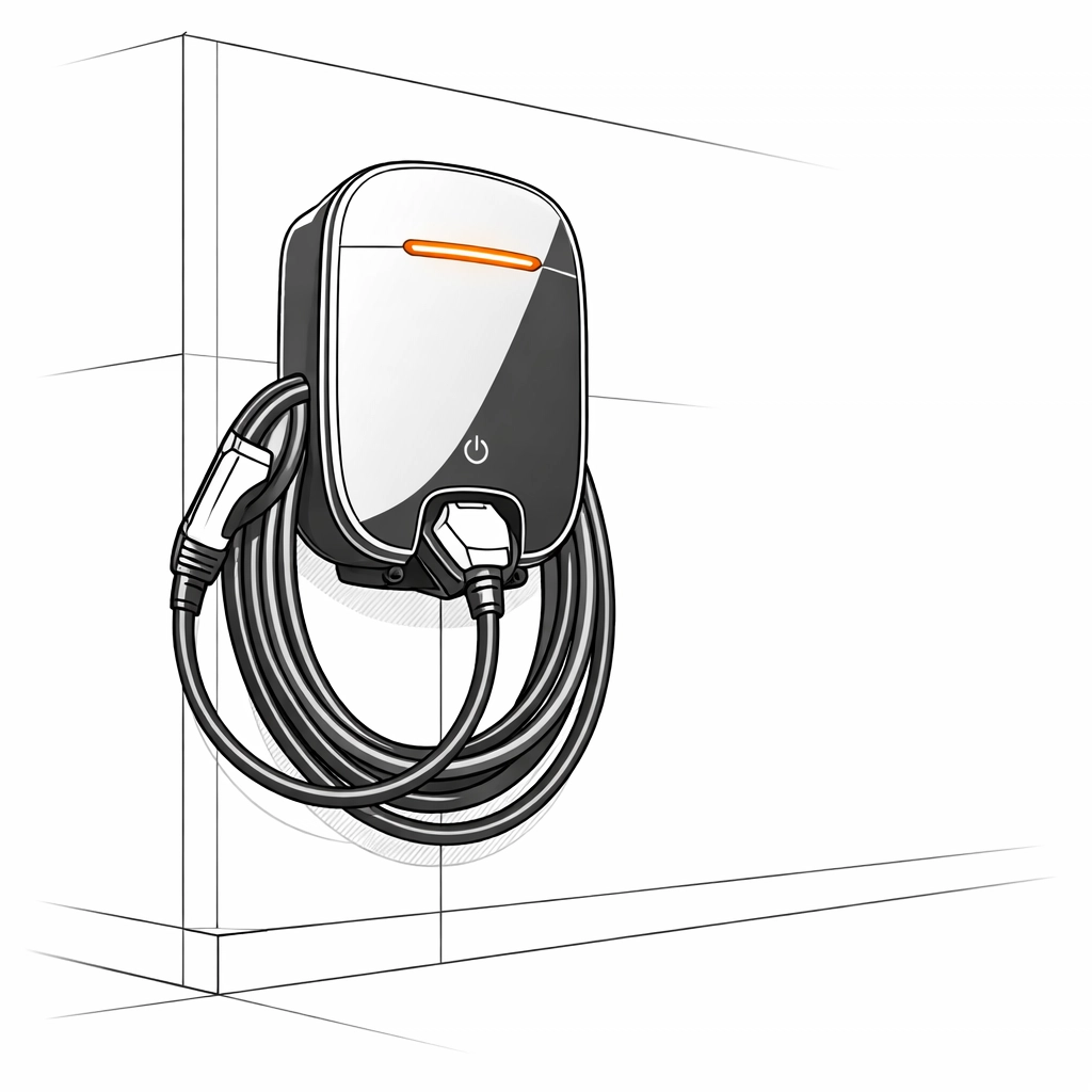 Sicher installierte Wallbox für Elektroautos als Teil einer zertifizierten Elektroanlage.