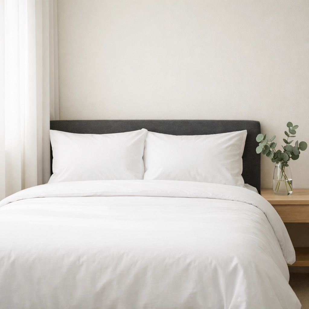 A perfectly prepared minimalist hotel guest room illustrating operational excellence and efficiency.