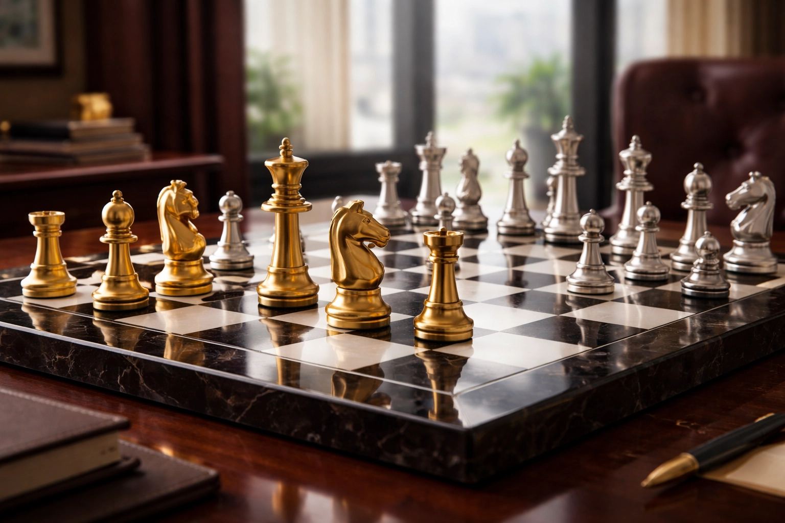 Chess board symbolizing strategic planning and multi-asset investment approaches for long-term wealth