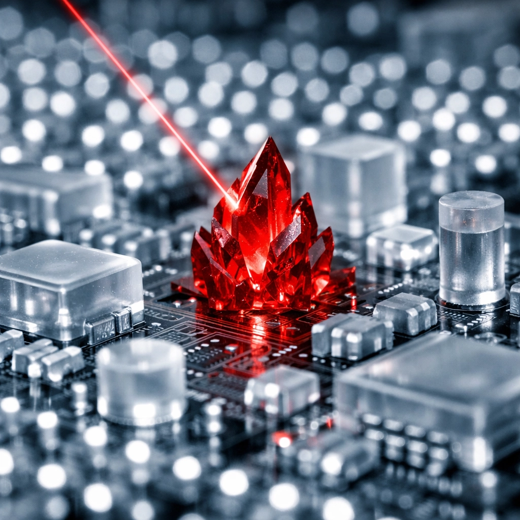 AI identifying a financial fraud anomaly among thousands of transactions on a digital circuit board.