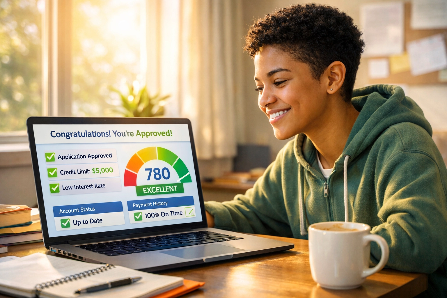 Student checking CLEP credit acceptance on CollegeSource database (1x1, center safe zone)