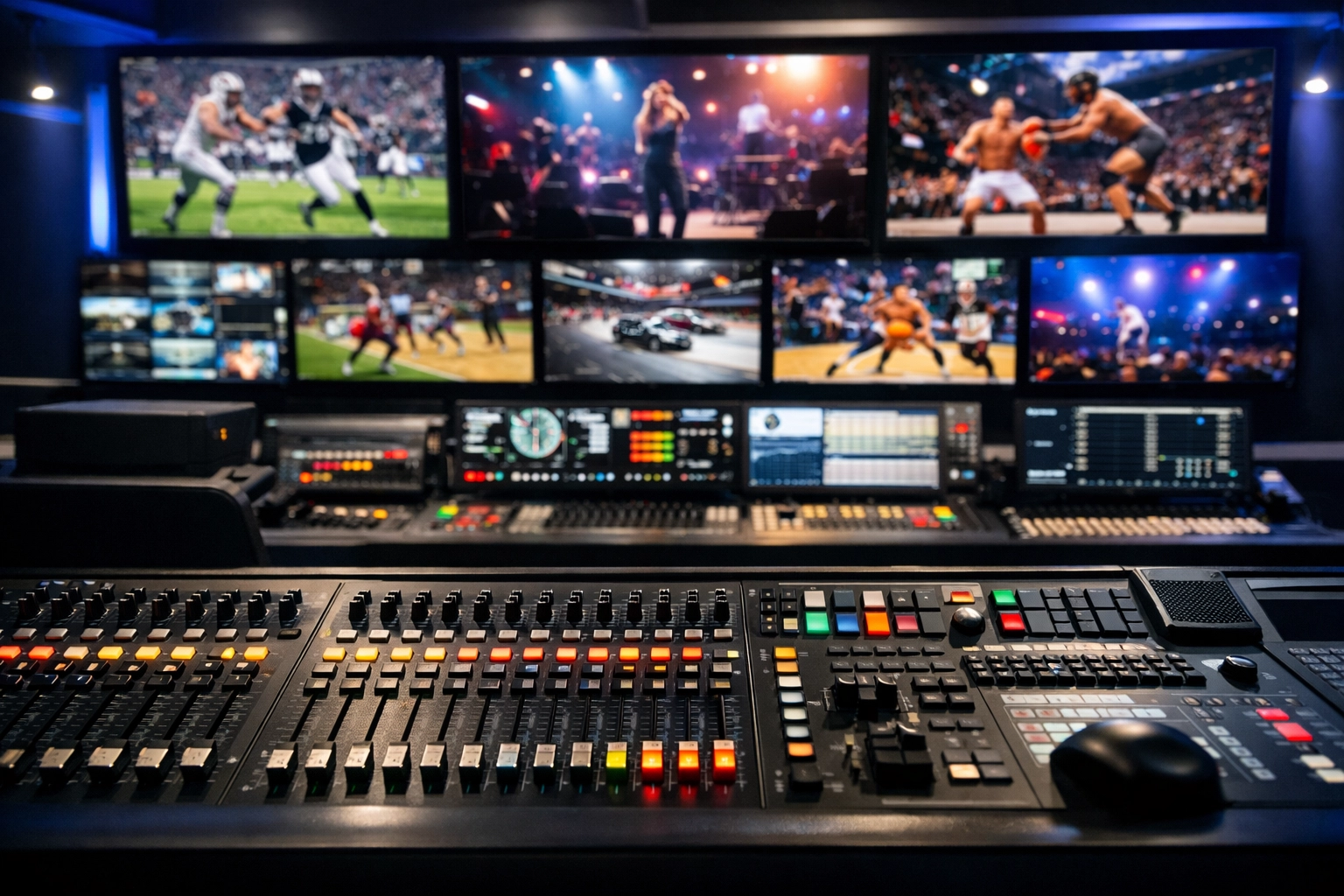 Dakdan Worldwide media production facility featuring professional equipment for sports and entertainment branding.