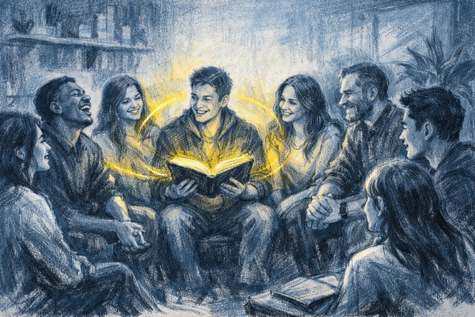 Students and a mentor in a Life Group, illustrating community and spiritual growth in Memphis youth ministry.