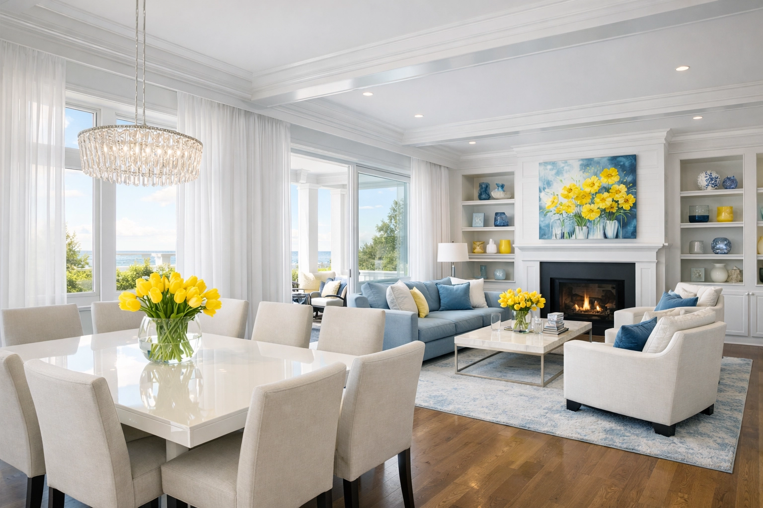 Sunlit open-concept home interior showcasing the results of consistent weekly house cleaning MA and professional care.