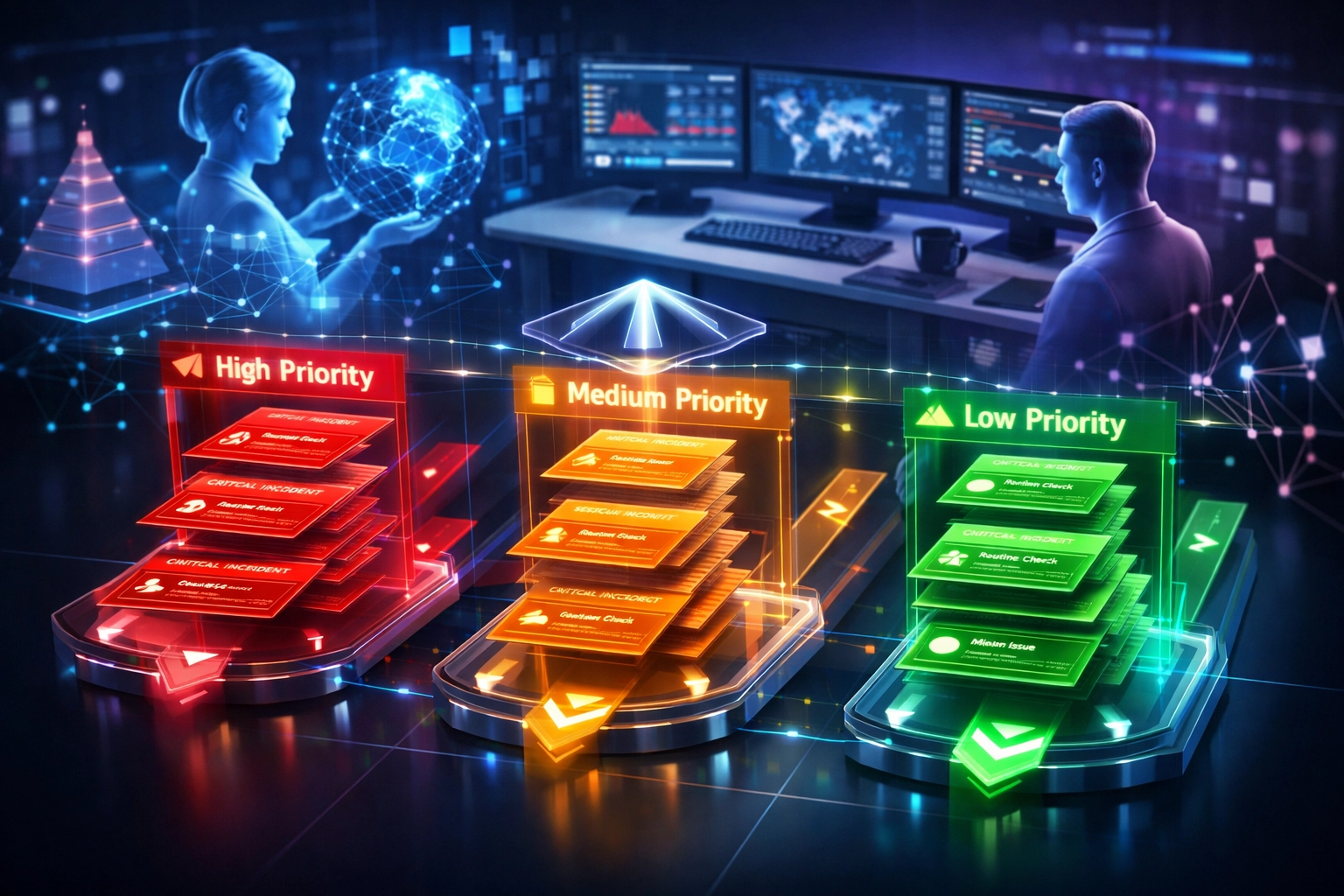 AI-driven incident prioritization dashboard with ServiceNow Now Assist sorting tickets