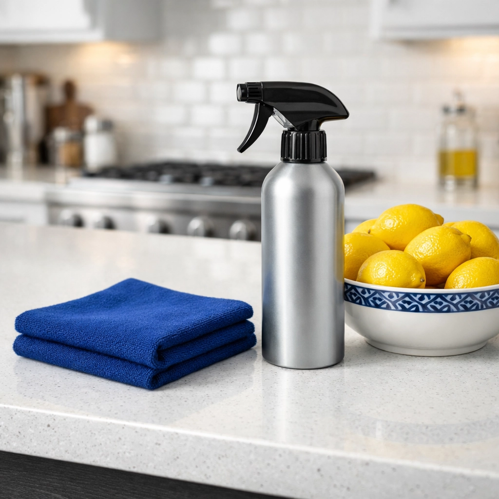 Close-up of professional supplies used for detail-oriented house cleaning Worcester MA.