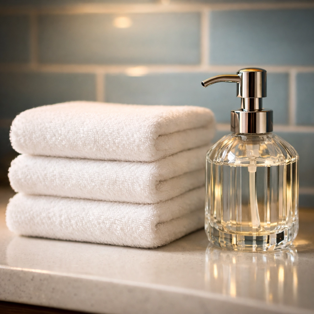 Meticulously cleaned bathroom vanity highlighting The Cleaning Ninjas Inc quality standards.