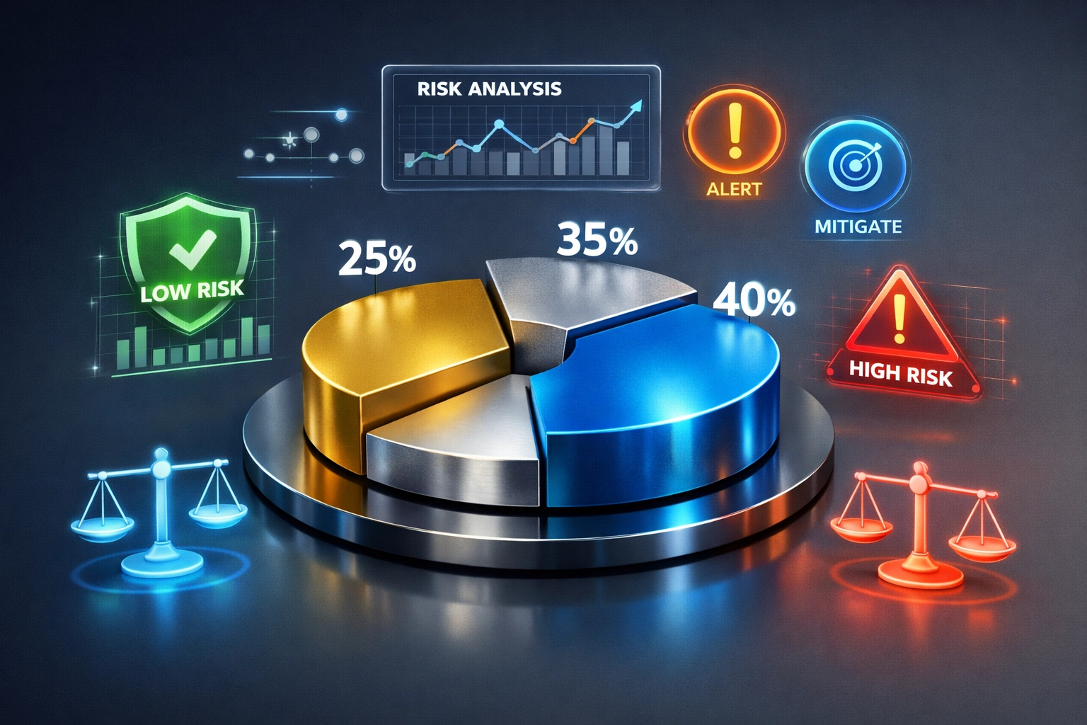 Risk management dashboard displaying diversified portfolio allocation across asset classes