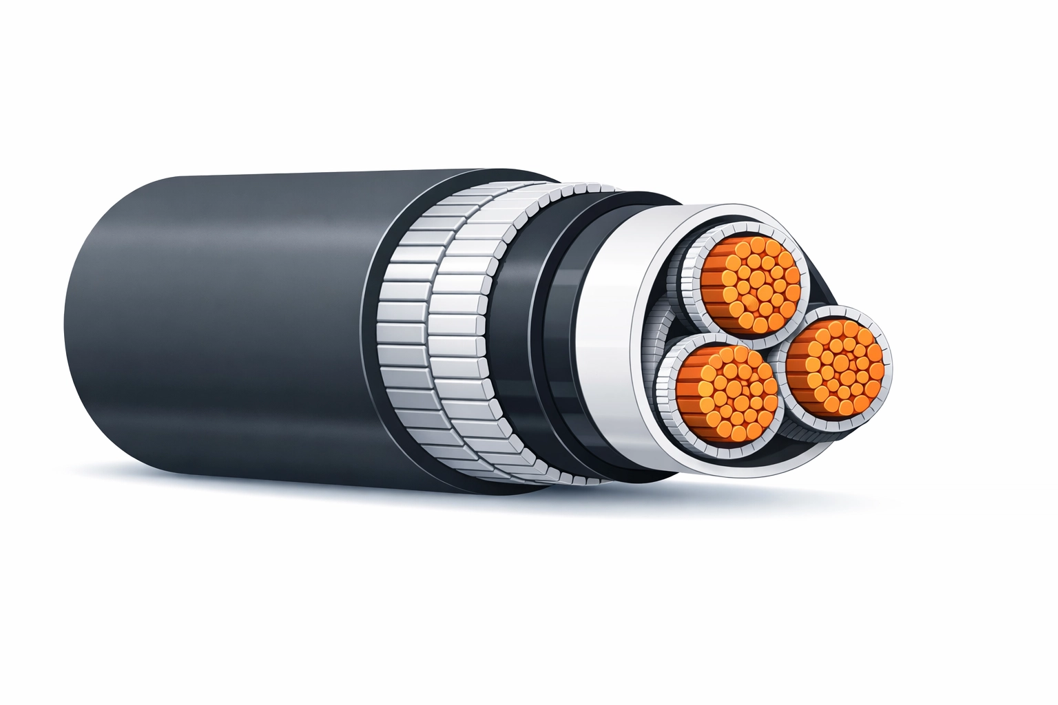 Technische Illustration eines Starkstromkabels für korrekte Wallbox Kabelquerschnitte.