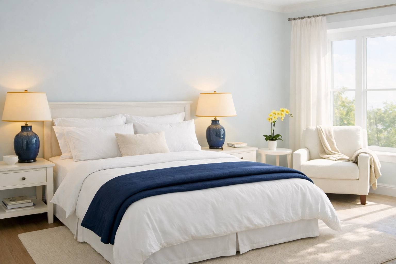 Immaculate master bedroom in Topsfield, highlighting the peace of mind from a weekly house cleaning service.