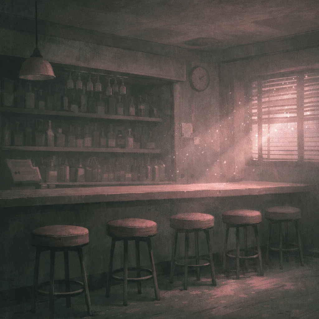 Empty interior of closed Candy Bar lesbian venue in London showing abandoned bar and stools