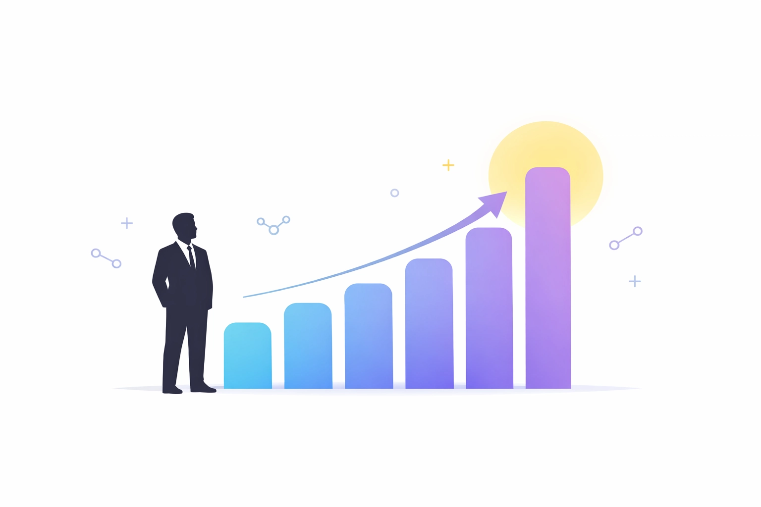 Business growth chart representing increased revenue through AI-visibility and search relevance.