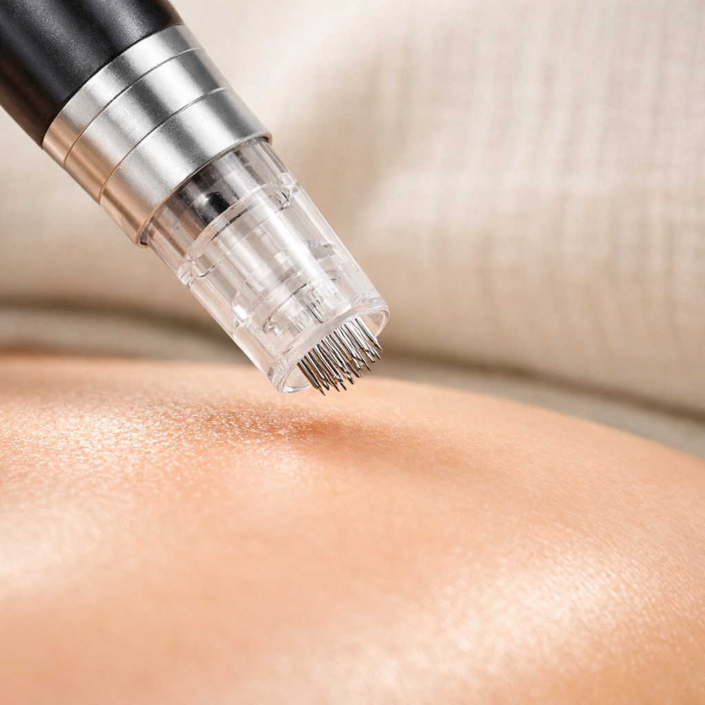 Microneedling treatment device for collagen production and skin rejuvenation at Mt Martha clinic