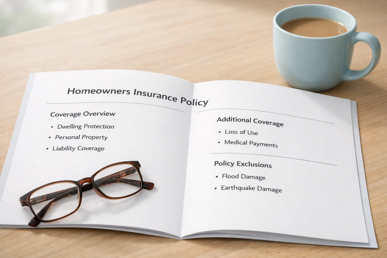 Homeowners insurance policy document with coverage details for Pennsylvania residents