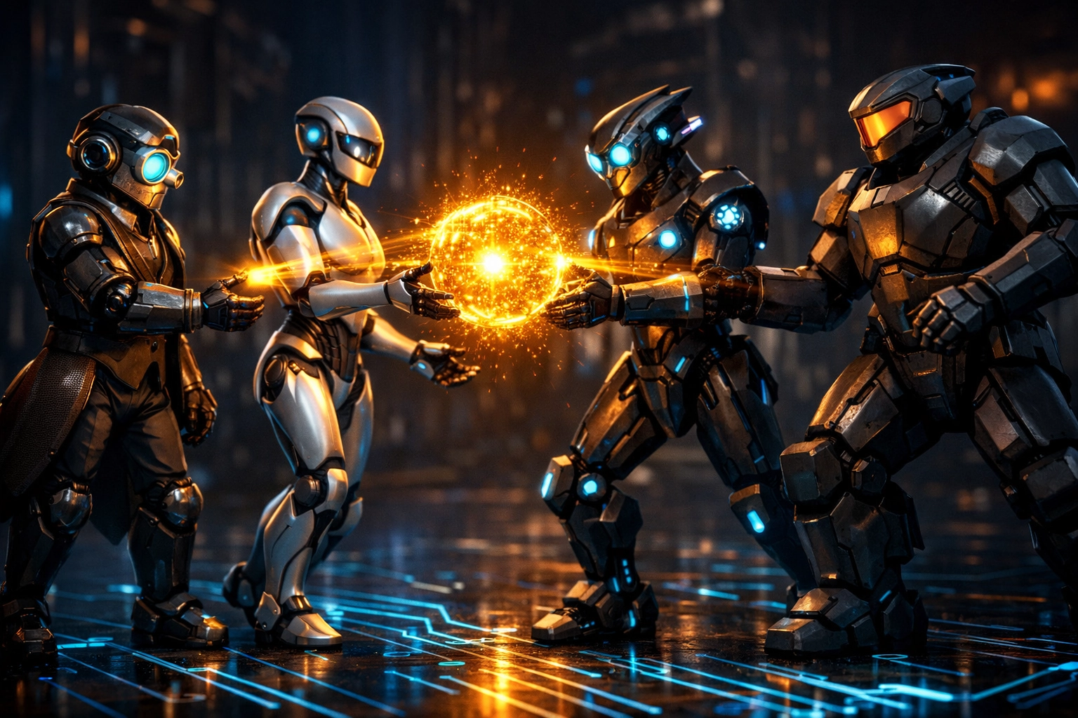 Collaborative AI agents working in a multi-agent system to manage a solopreneur's business tasks efficiently.