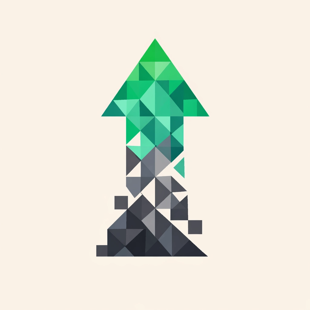 Abstract upward arrow signifying a successful career upgrade for freelance photographers and videographers.