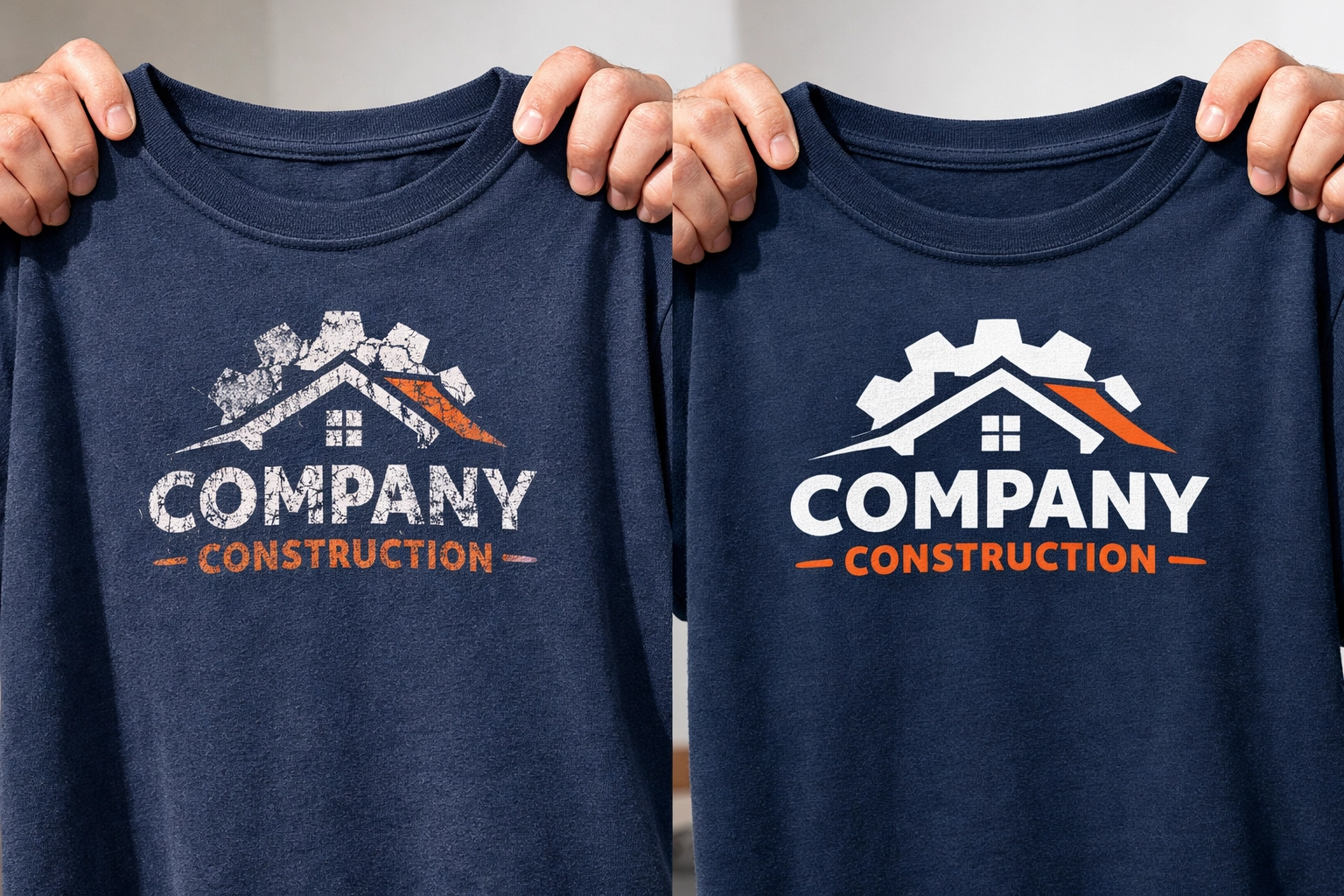 Comparison of low-quality cracked screen print vs high-quality custom t-shirt printing