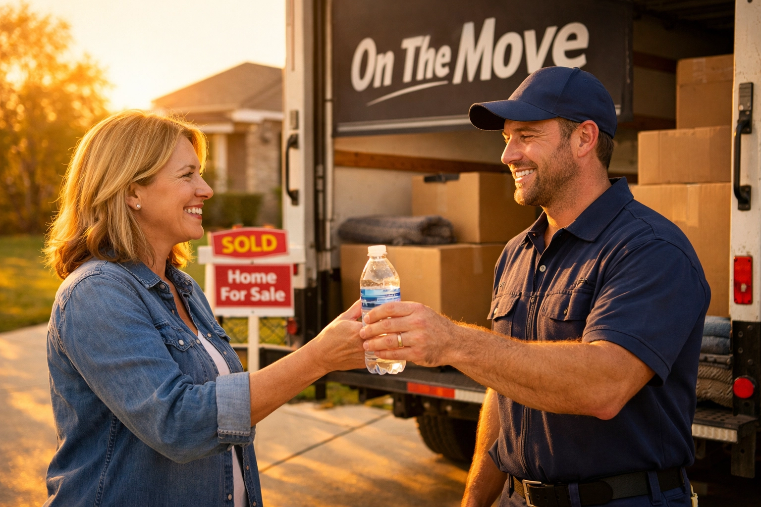 A satisfied customer and professional mover from On The Move after a successful relocation in Ajax or Whitby.