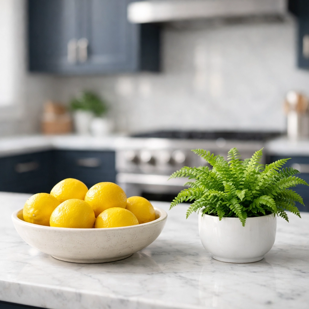 Sanitized kitchen island cleaned with eco-friendly residential cleaning West Brookfield MA methods.