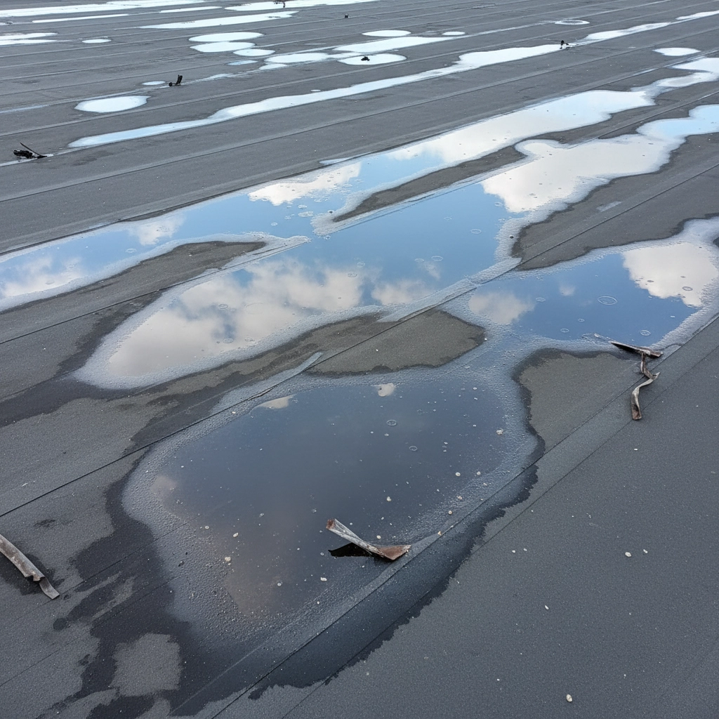 Water Trapped on Commercial Roof