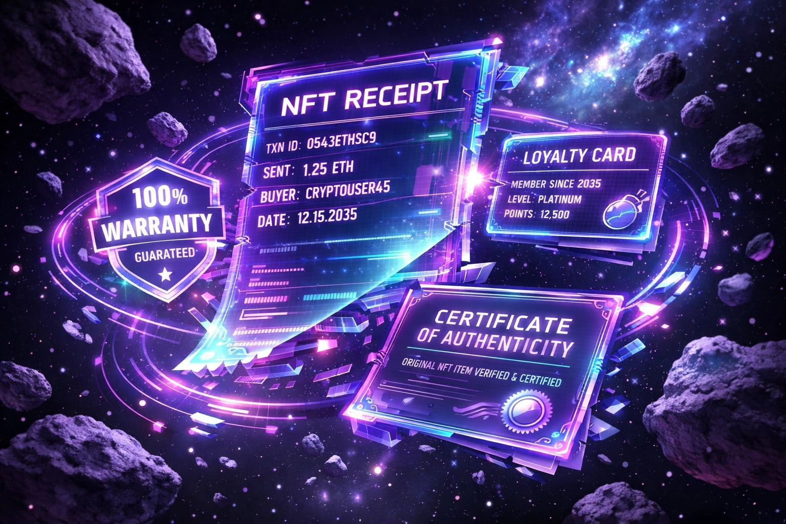 NFT receipt transforming into loyalty rewards and proof of purchase certificates